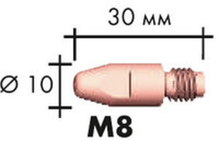 Изображение 141.0003 Контактный наконечник M8 E-Cu, D-0.8 для алюминиевой проволоки, 10x30 ABICOR BINZEL