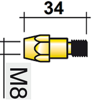 Изображение 142.0024 Держатель контактного наконечника M8, 34.0 мм, длинный ABICOR BINZEL