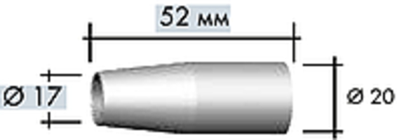 Изображение 145.D003 Газовое сопло M12, ND 17, гальванизированное, цилиндрическое L=52 мм ABICOR BINZEL