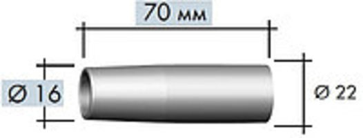 Изображение 145.D190 Газовое сопло M14, NW 16, пустое, коническое L=70 мм ABICOR BINZEL